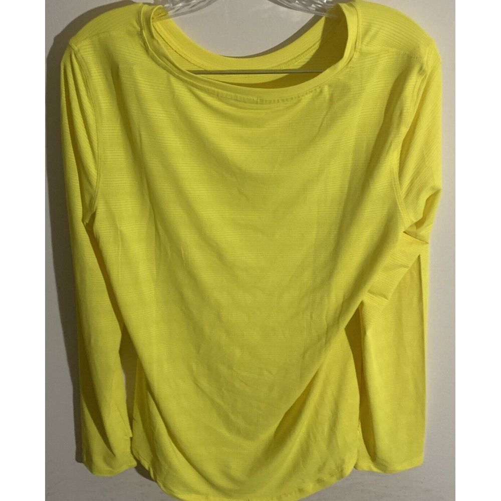 Zyia Active Women's Size M Medium Yellow Subtle Stripes Long Sleeve Top GREAT